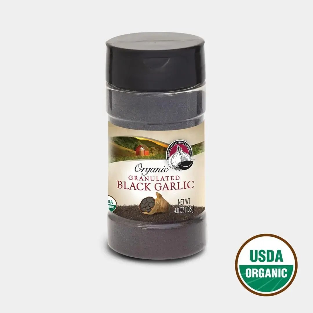 Organic Granulated Black Garlic Powder – 4.5 oz Shaker