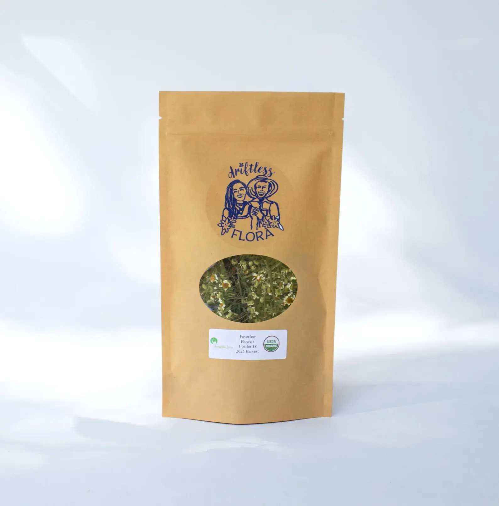 Certified Organic Dried Feverfew Flowers 1 OZ