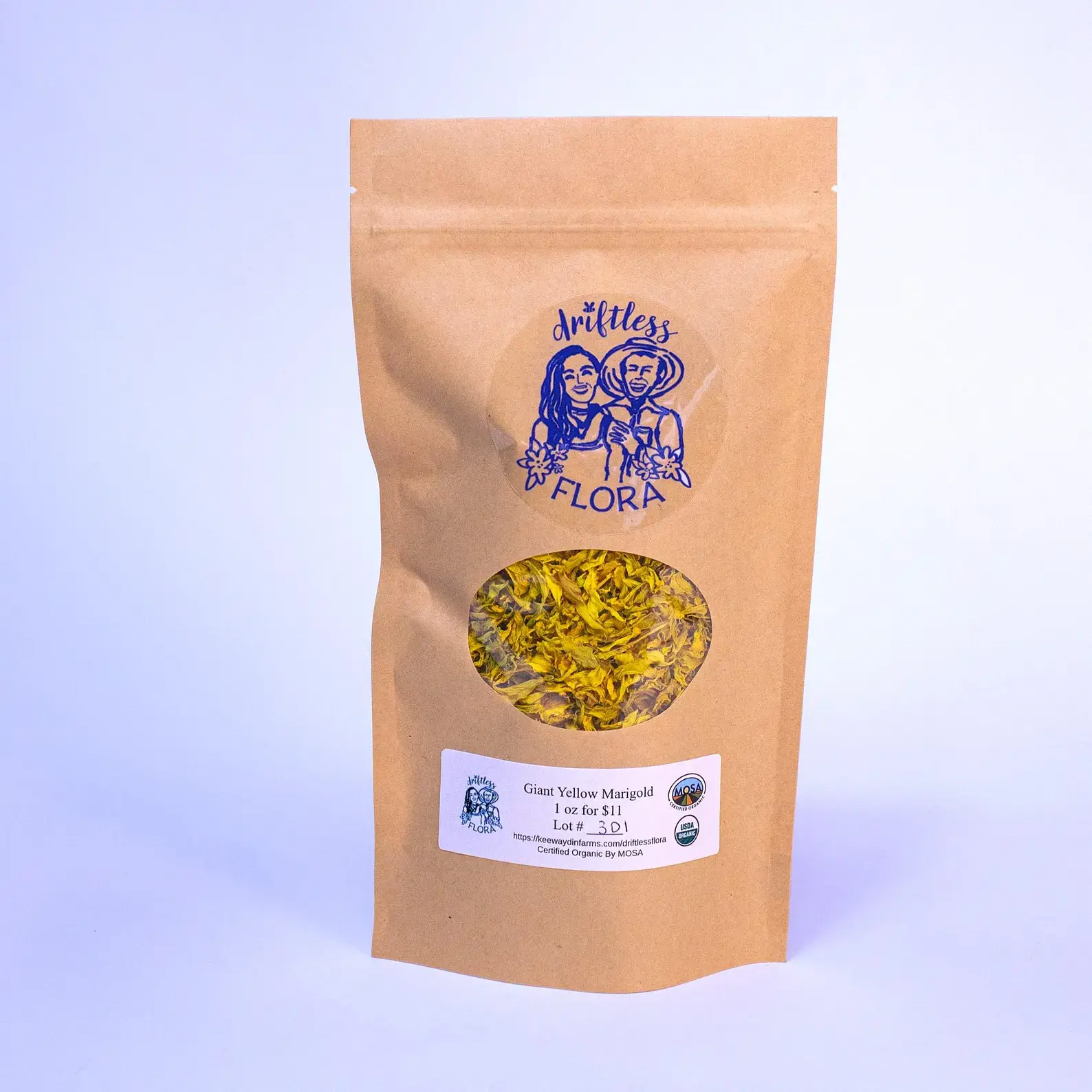 Certified Organic Giant Yellow Marigold Petals - 1 OZ