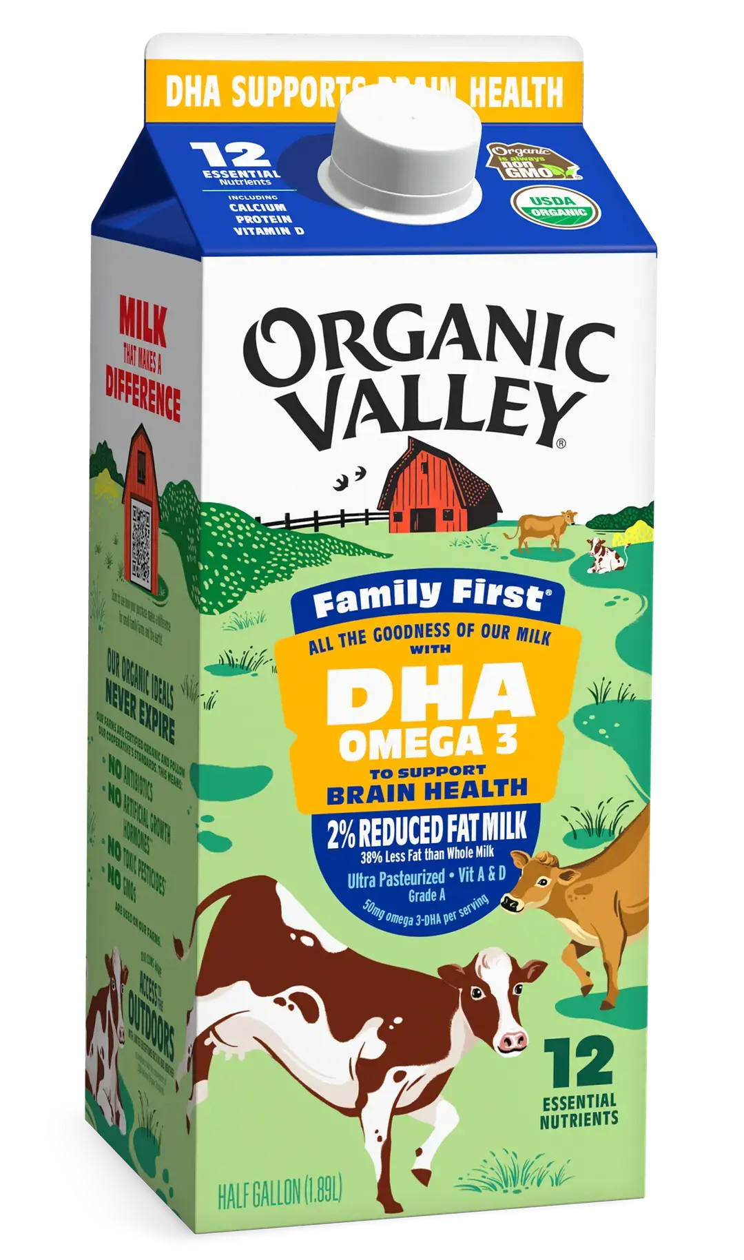 Family First® DHA Omega 3 Reduced Fat 2% Milk, Half Gallon