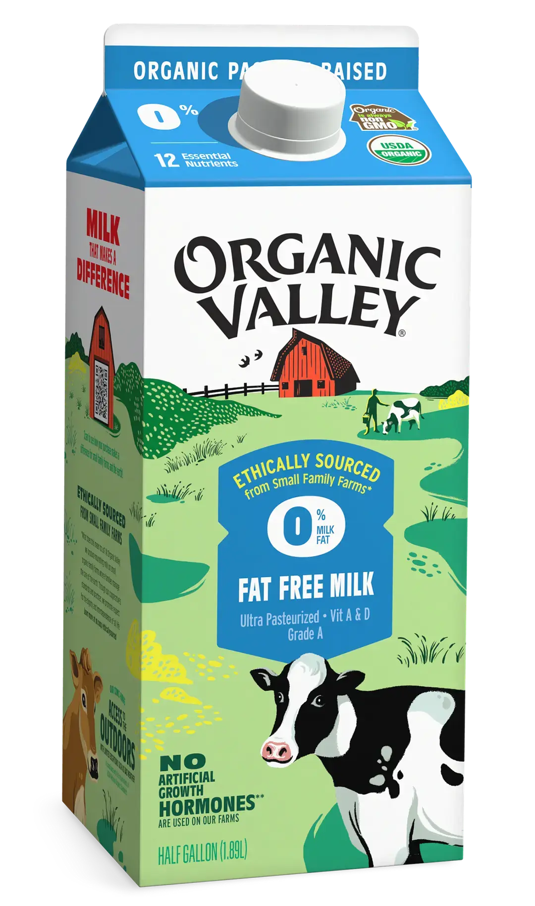 Fat Free Skim Milk, Ultra Pasteurized, Half Gallon
