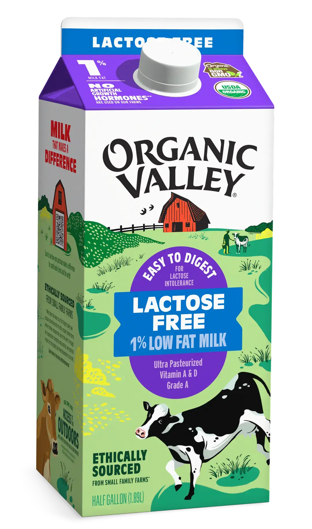 Lactose-Free 1% Milk, Ultra Pasteurized, Half Gallon