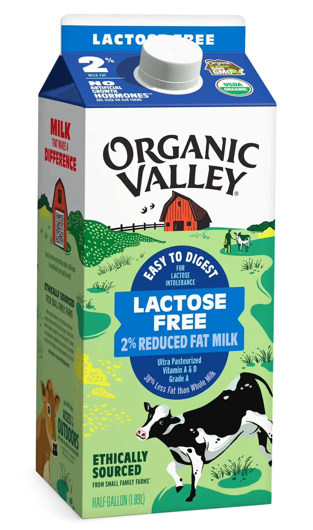 Lactose-Free, Reduced Fat 2% Milk, Ultra Pasteurized, Half Gallon