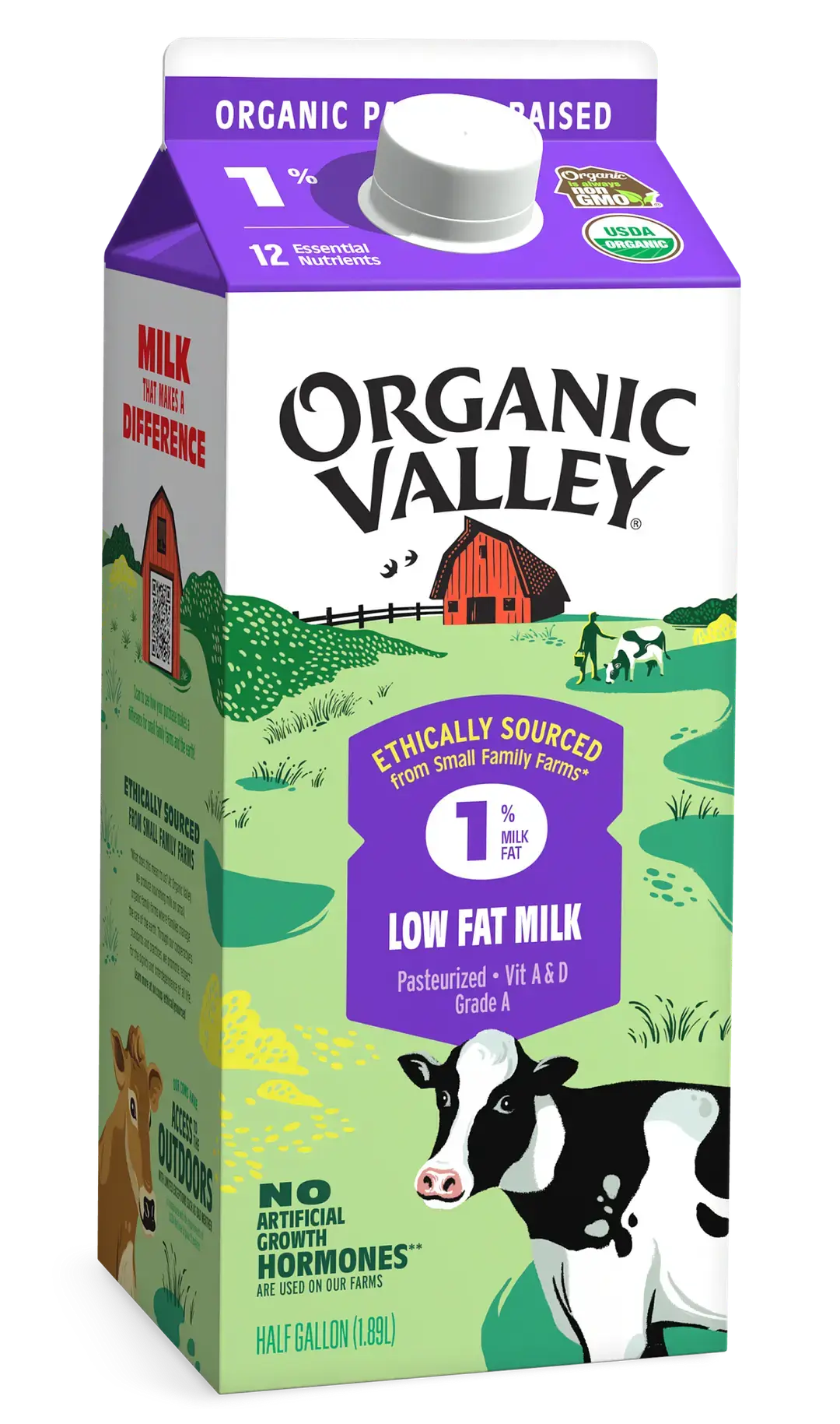 Lowfat 1% Milk, Pasteurized, Half Gallon