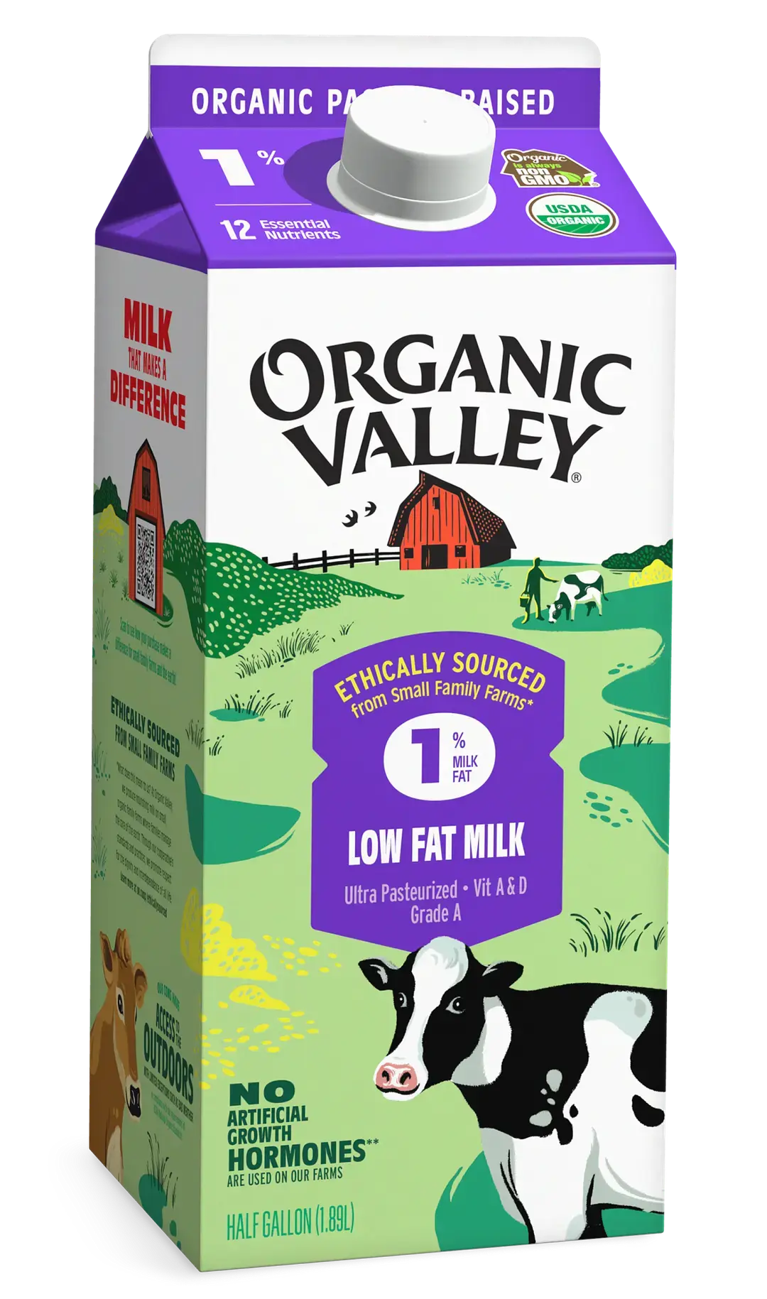 Lowfat 1% Milk, Ultra Pasteurized, Half Gallon
