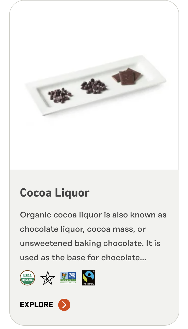 Organic cocoa liquor