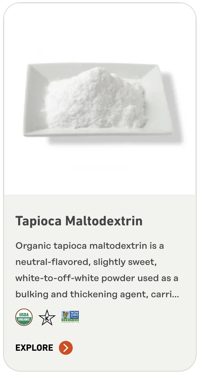 Organic tapioca maltodextrin