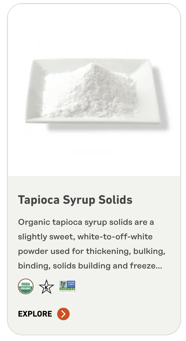Organic tapioca syrup solids