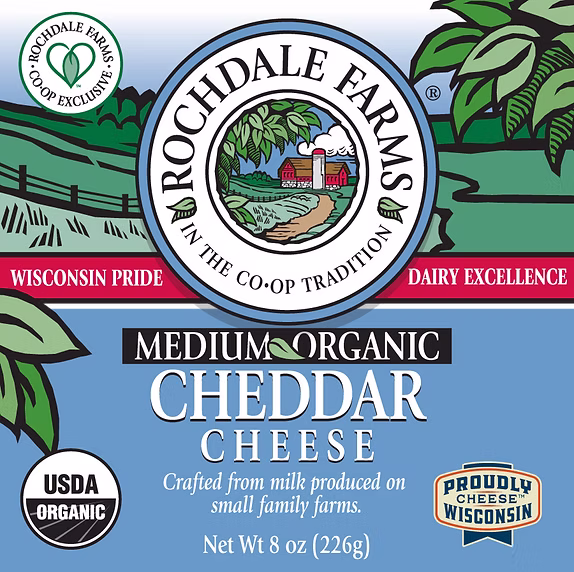 Rochadle Farms Organic Medium Cheddar 8oz