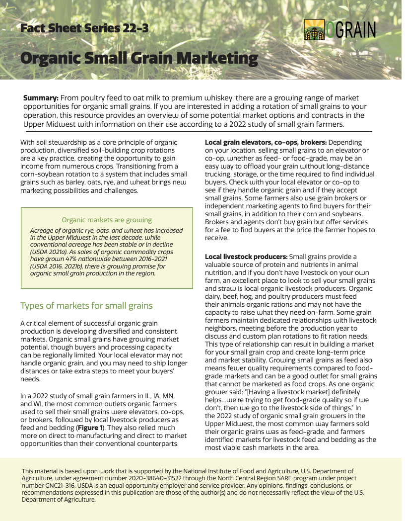 Small Grain Marketing Fact Sheet