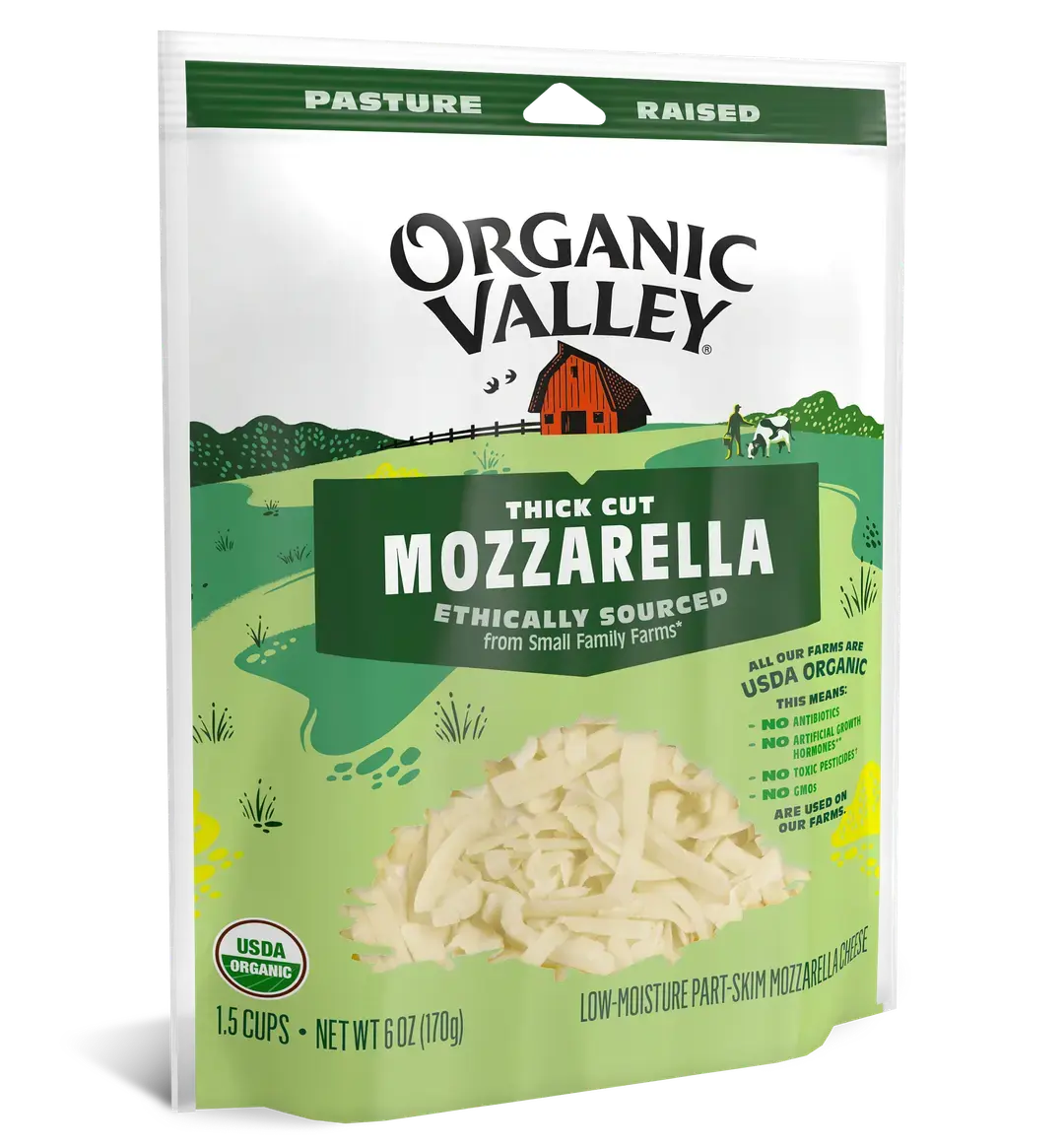 Thick Cut Shredded Low Moisture Mozzarella, Part Skim, 6 oz