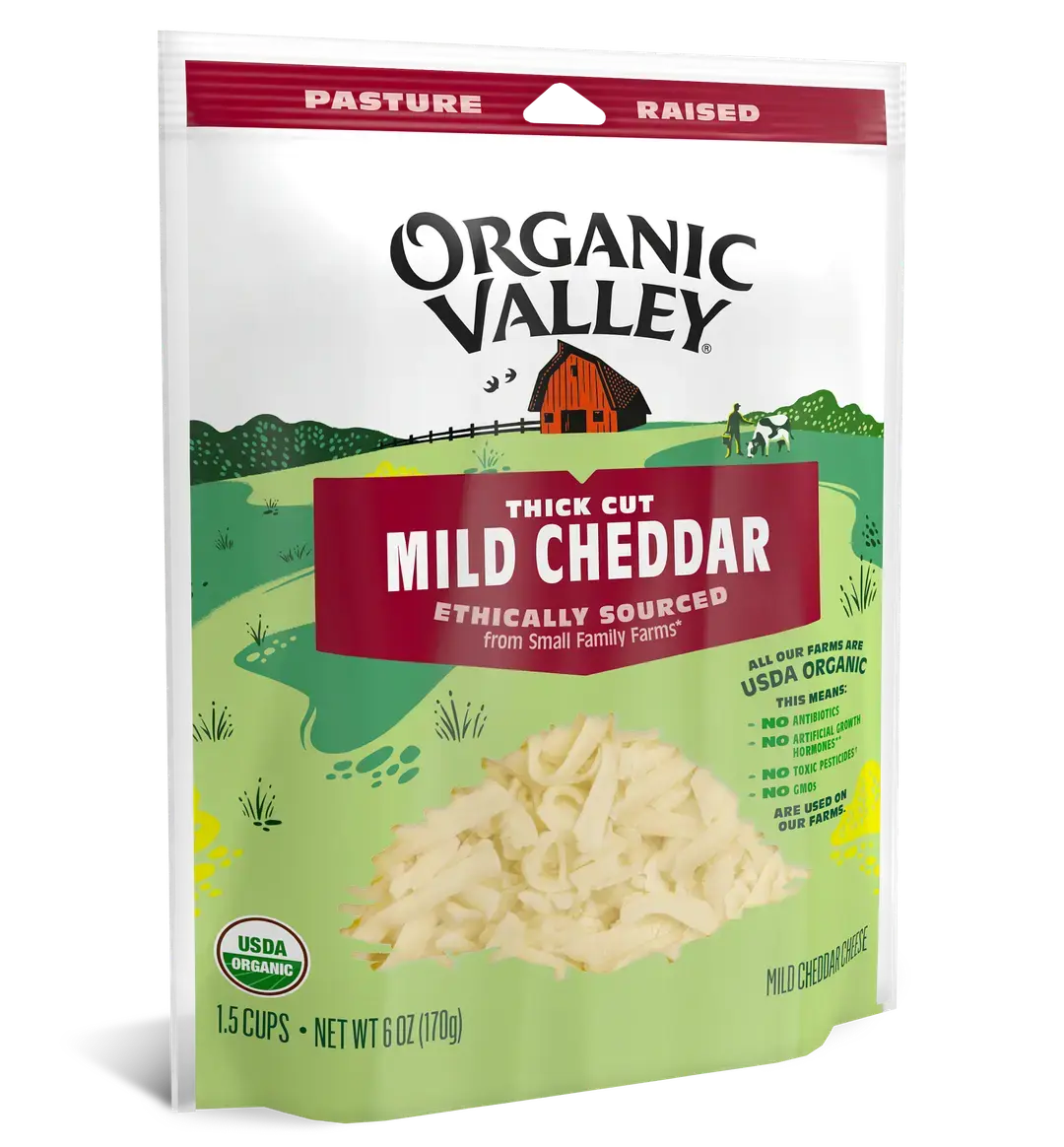Thick Cut Shredded Mild Cheddar, 6 oz