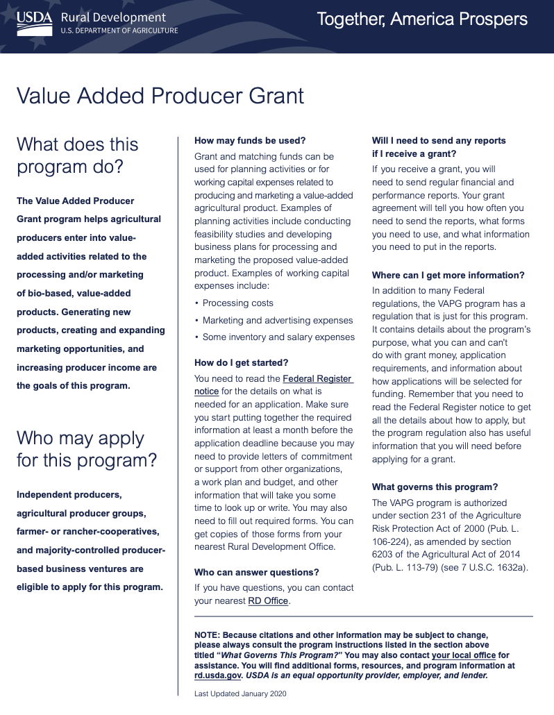 Value Added Producer Grant